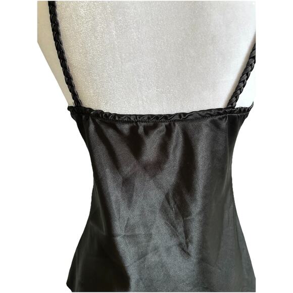 VTG A. Byer Cami Top Black Satin Ruched Camisole Tank 90s Club wear USA Y2K Med - Picture 6 of 13